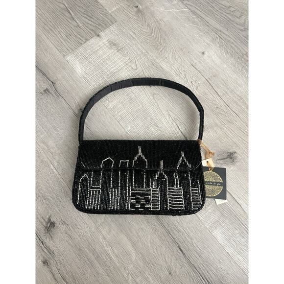New York City Skyline Beaded Shoulder Hand Bag City Views Viral Made in India - Picture 4 of 9